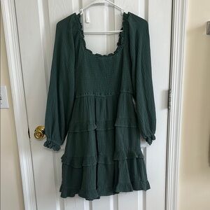 Dark Green Tiered Dress